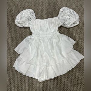 Mustard Seed Brand White ruffle/tiered dress with tie in back